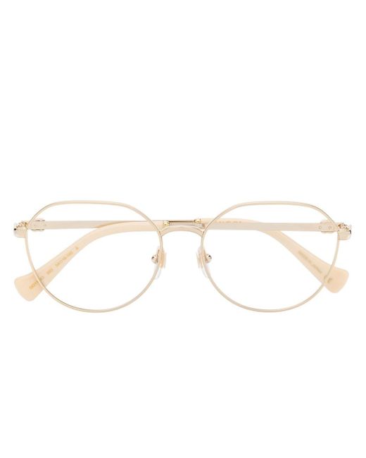 Gucci metallic-effect round-frame glasses