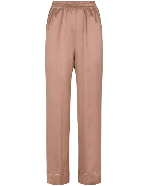 Dolce & Gabbana high-waisted silk straight leg trousers