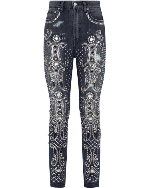 Dolce & Gabbana heavily-embellished skinny jeans