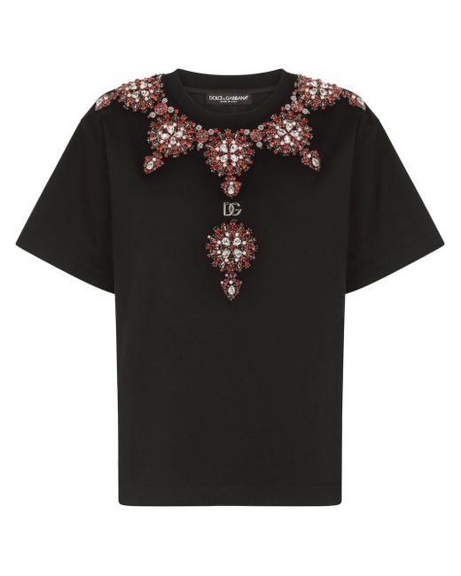 Dolce & Gabbana crystal-embellished cotton T-shirt