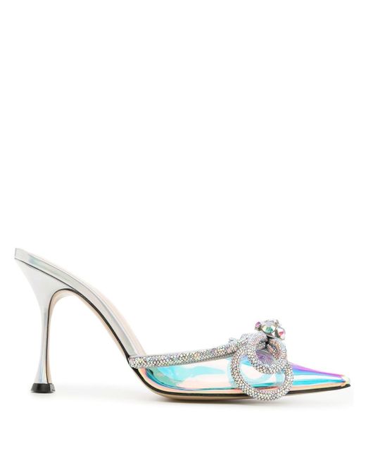 Mach & Mach double-bow crystal-embellished mules