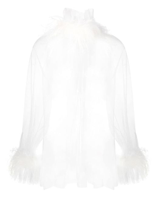 Styland ostrich feather trim blouse