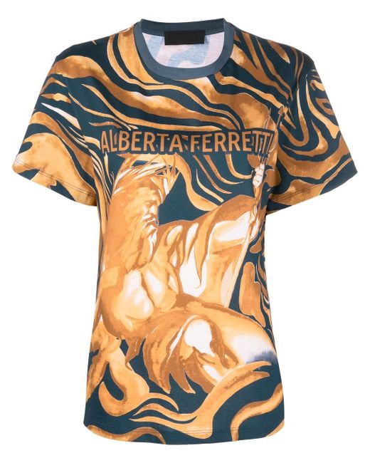 Alberta Ferretti graphic logo-print cotton T-shirt