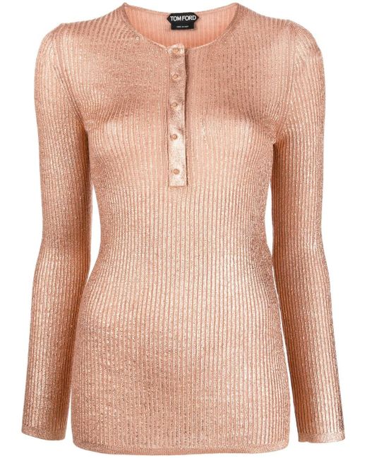 Tom Ford metallic ribbed-knit top