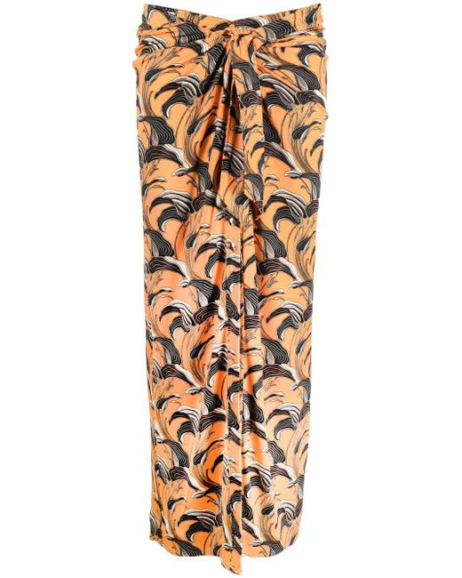 Paco Rabanne printed ruched skirt