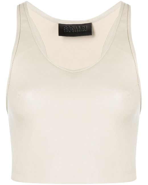 Sprwmn racerback cropped leather tank top