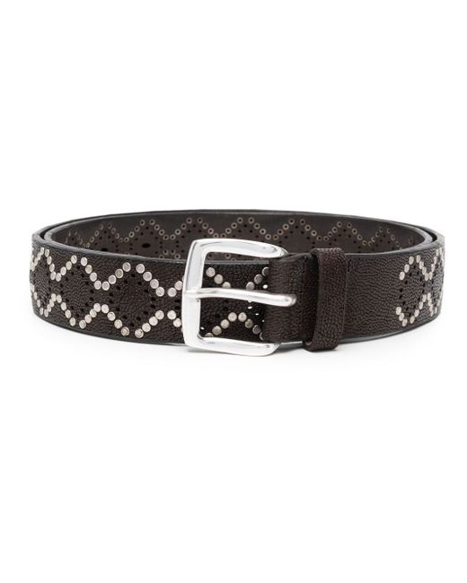 Orciani studded grained-leather belt