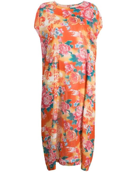 Junya Watanabe floral-print draped long dress