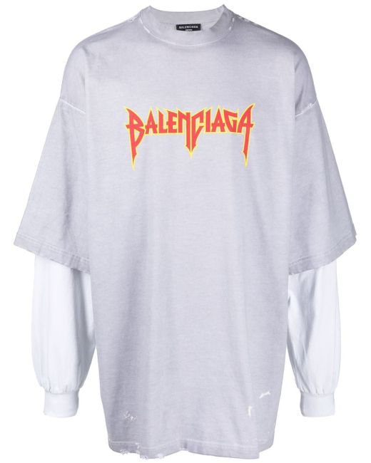 Balenciaga double sleeve logo print T-shirt