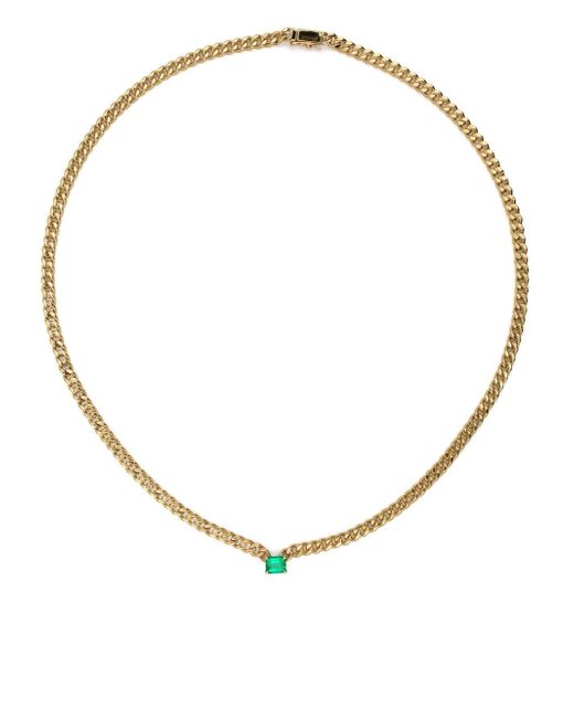 Anita Ko 18kt yellow small Cuban link emerald necklace
