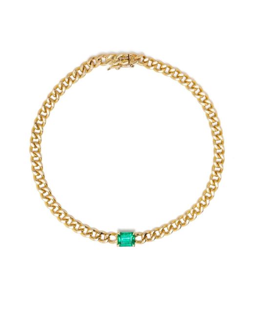 Anita Ko 18kt yellow small cuban link emerald bracelet