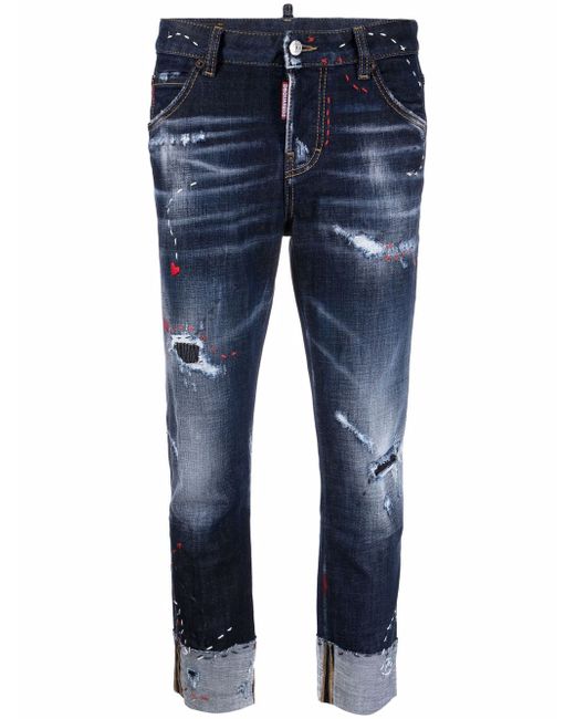 Dsquared2 distressed cropped heart-motif jeans