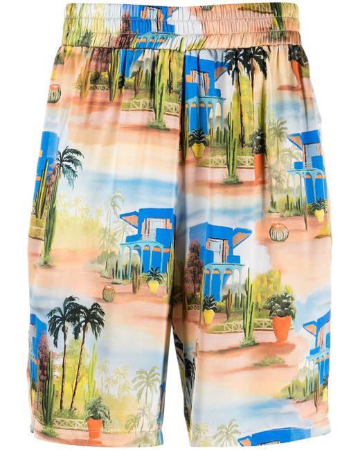 Les Benjamins tropical-print silk shorts