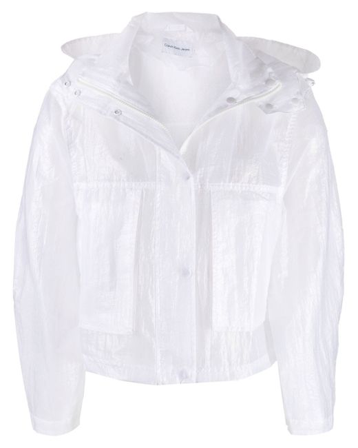 Calvin Klein Jeans hooded sheer-panelled jacket