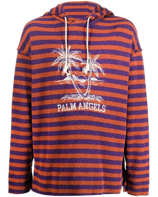 Palm Angels logo-print terry cloth hoodie