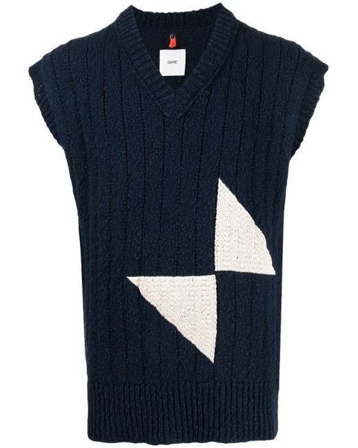 Oamc panelled knitted vest