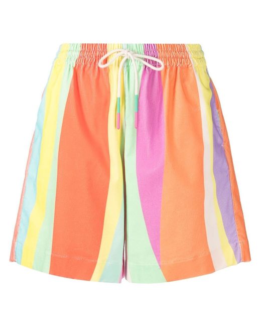 Mira Mikati stripe-print drawstring-waist short shorts