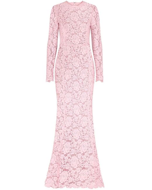 Dolce & Gabbana long sleeve lace train dress