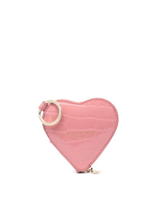 Aspinal of London Heart embossed leather coin purse