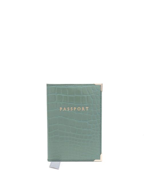 Aspinal of London crocodile-embossed passport cover