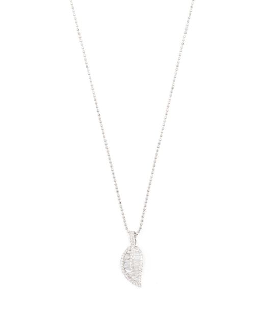 Anita Ko 18kt white gold diamond palm leaf necklace