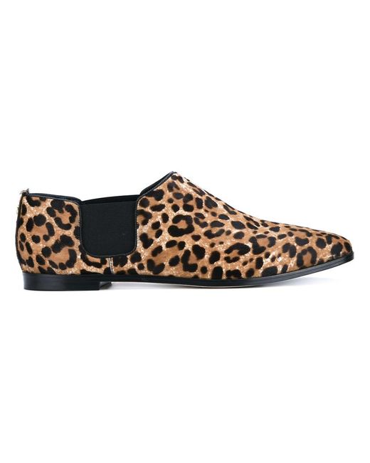 Jimmy Choo Glint Leopard Print Calf Hair and Leather Loafers