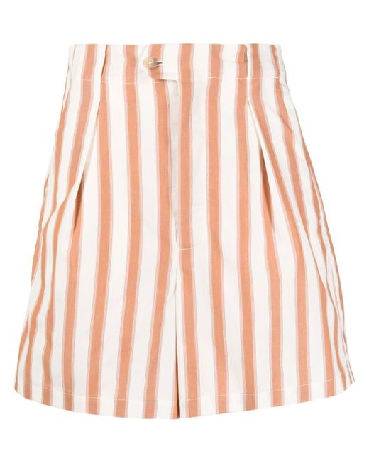 Closed striped high-waisted shorts