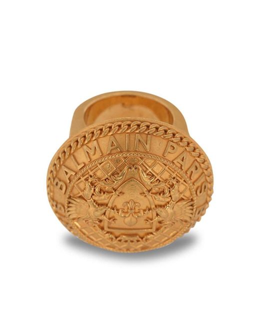 Balmain engraved logo round ring