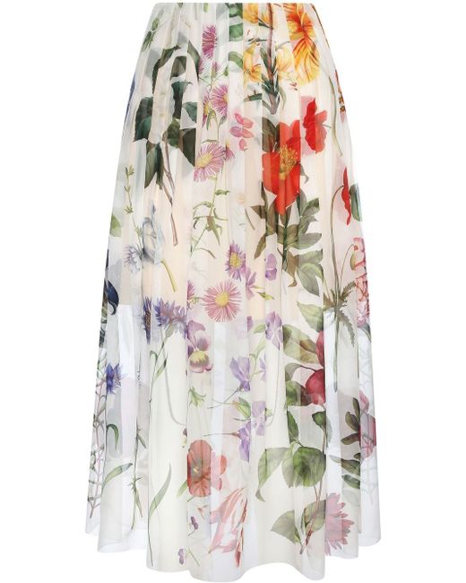 Oscar de la Renta floral-print pleated skirt