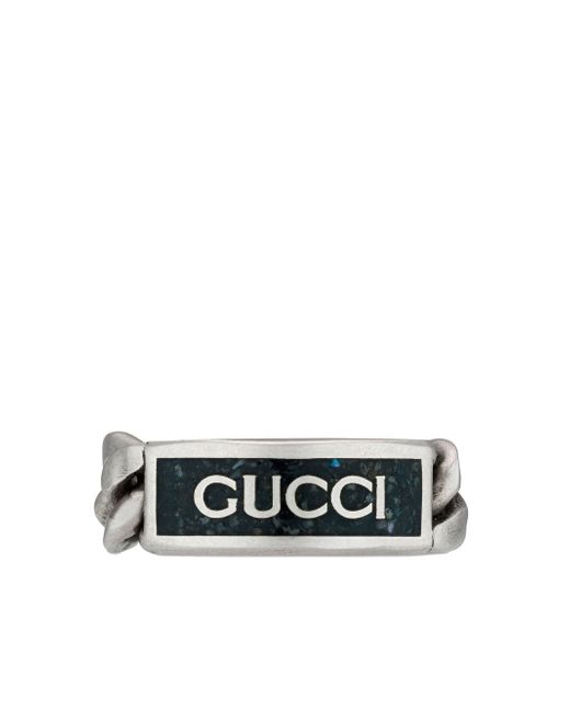 Gucci logo plaque chain ring
