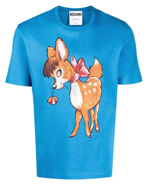 Moschino deer-print organic-cotton T-shirt