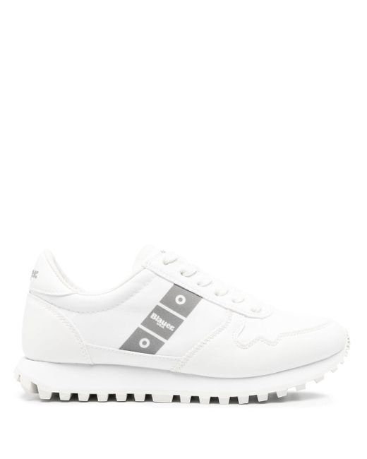 Blauer logo print lace-up sneakers