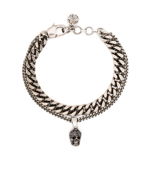 Alexander McQueen double-chain skull-charm bracelet