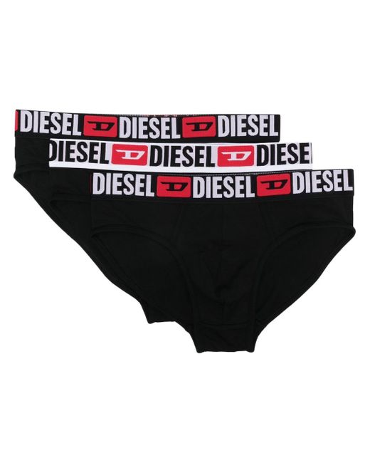 Diesel three-pack logo-print briefs