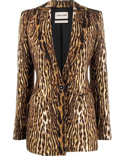 Roberto Cavalli leopard print single-breasted blazer
