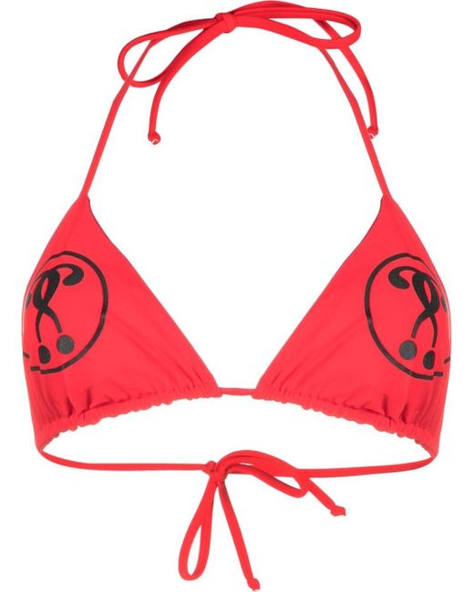 Moschino logo-print bikini top