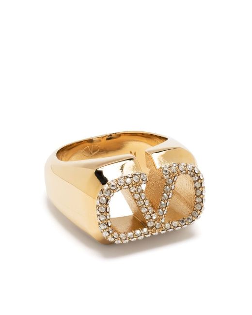 Valentino Garavani crystal-embellished VLogo ring