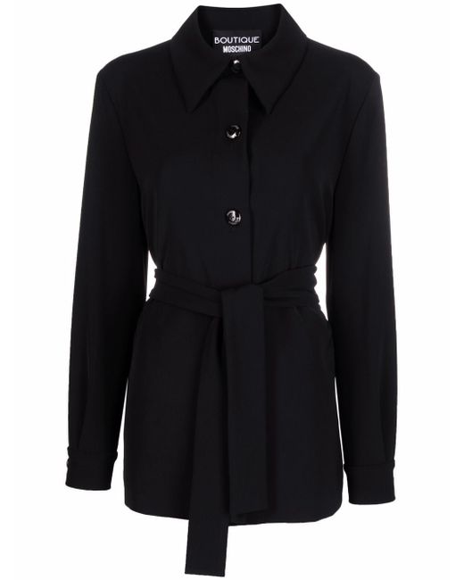 Boutique Moschino belted button-up shirt jacket