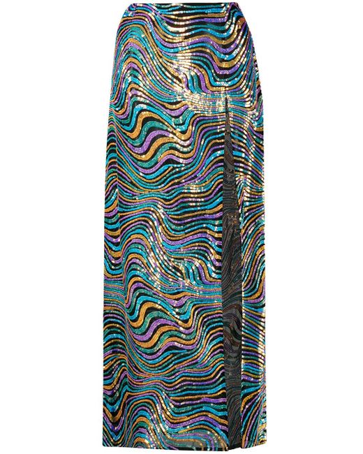 Lapointe swirl-print sequin skirt