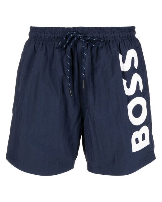 Boss Octopus logo-print swim shorts