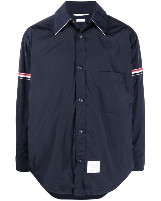 Thom Browne RWB Stripe logo-patch shirt jacket