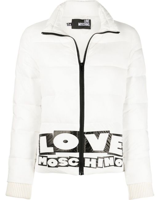 Love Moschino logo print quilted puffer jacket