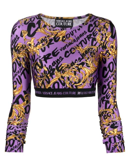 Versace Jeans Couture Garland-print cropped top