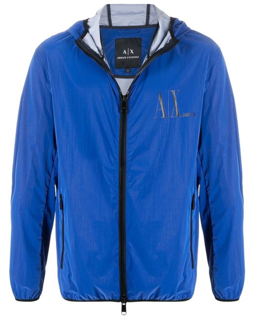 Armani Exchange logo-print hooded lightweight jacket