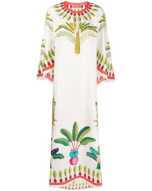 La Double J. Flying palm tree-print poplin kaftan dress