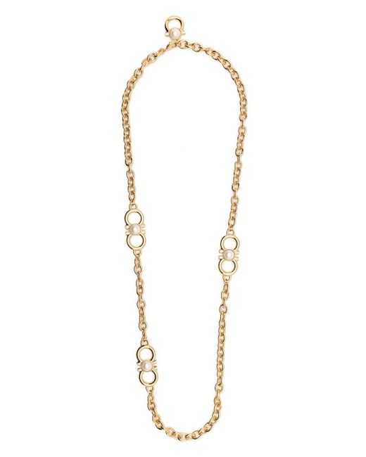 Salvatore Ferragamo Gancini pearl chain-link necklace