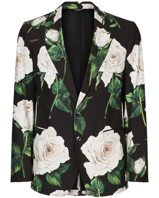 Dolce & Gabbana rose-print single-breasted suit