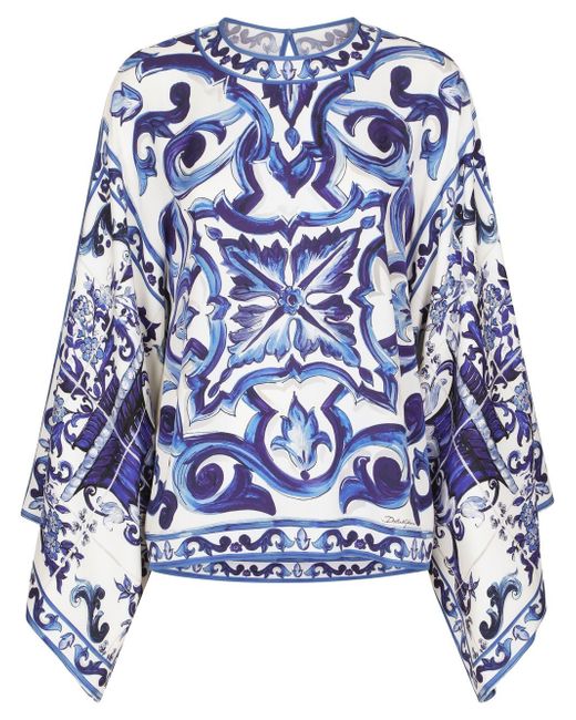 Dolce & Gabbana Majolica-print silk blouse