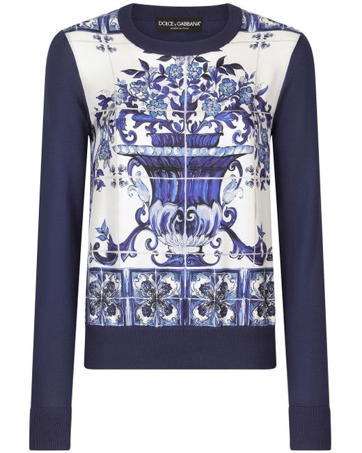 Dolce & Gabbana Majolica-print knitted top