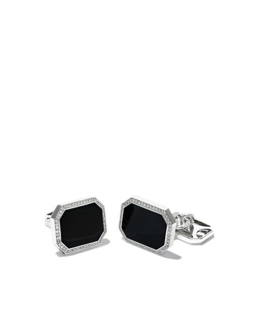 Shay 18kt white gold onyx diamond frame cufflinks